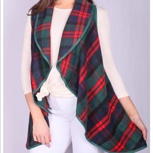 NEW•XL-2X•Penny Plaid Perfection Brushed Knit Waterfall Vest